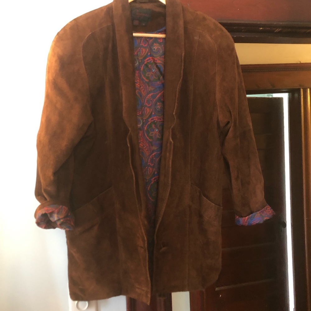 Vintage Brown Suede Jacket with Paisley Lining